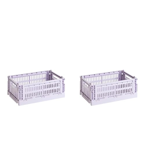 HAY Colour Crate Transportbox S aus recyceltem Polypropylen in der Farbe Lavender, Maße: 26,5cm x 17cm x 10,5cm, 541446 (Packung mit 2) von HAY