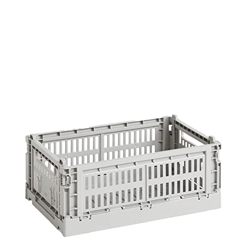 Hay Colour Crate Transportbox S aus recyceltem Polypropylen in der Farbe Light Grey, Maße: 26,5cm x 17cm x 10,5cm, 541448 von HAY