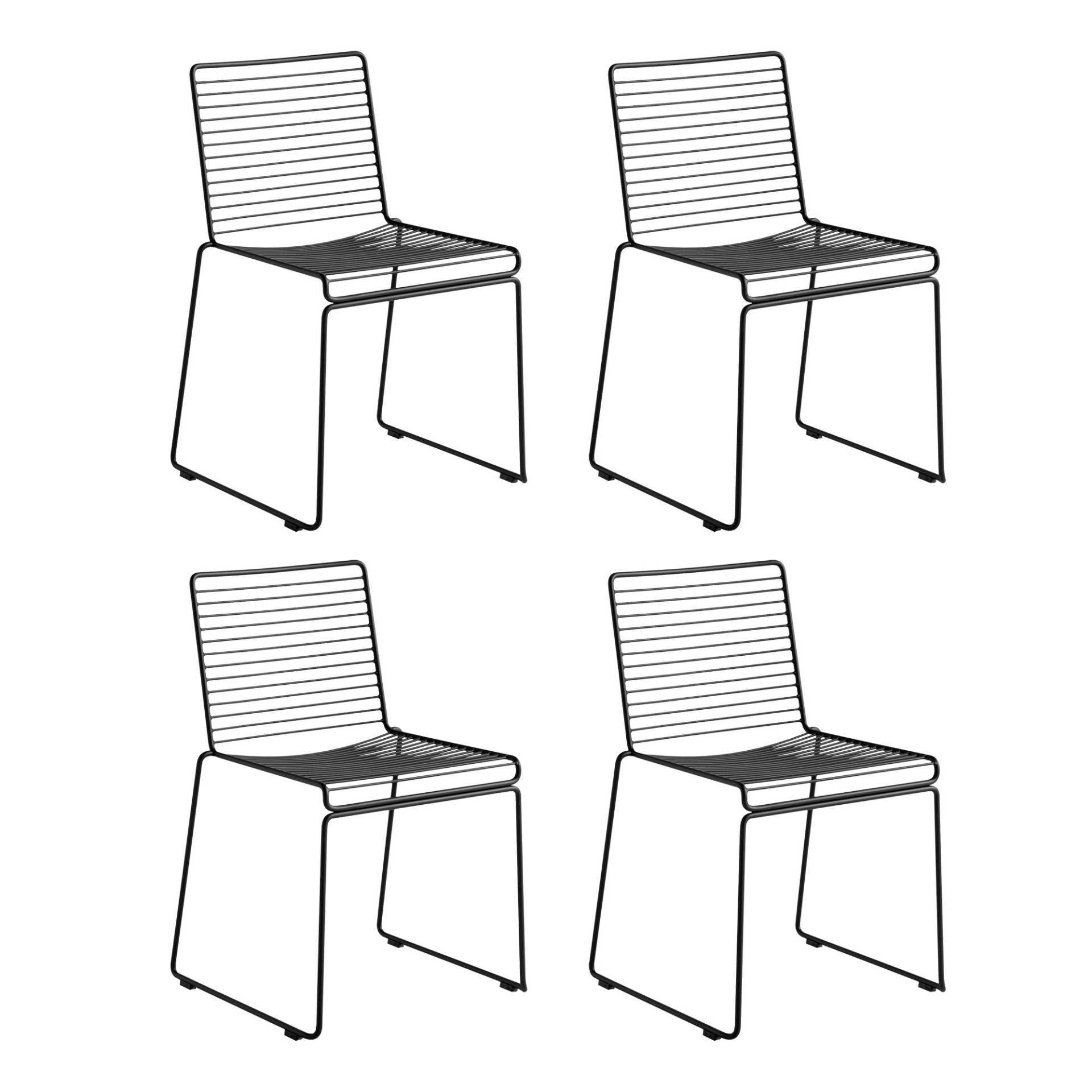 HAY - Hee Stuhl 4er Set - schwarz/pulverbeschichtet/BxHxT 47,5x79x50cm/für Innen- und Außerbereich geeignet von HAY