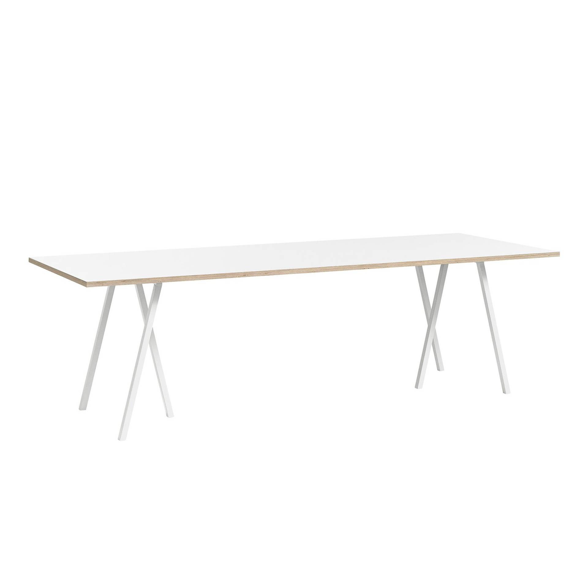 HAY - Loop Stand Tisch 250x92,5cm - weiß/Tischplatte Laminat/Sperrholzkante/inkl. Tischverstärkung/inkl. Querstange von HAY