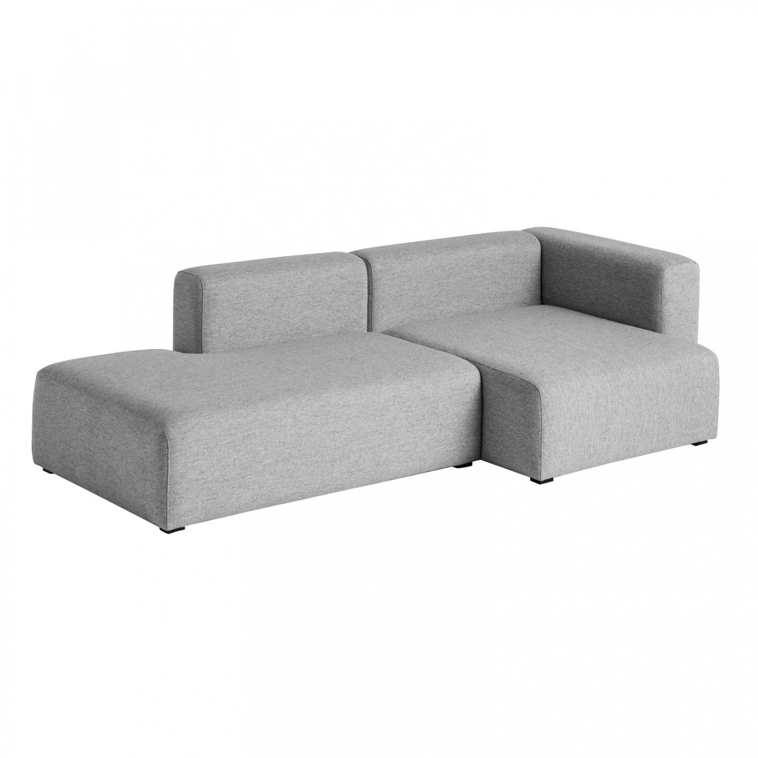 HAY - Mags 2,5-Sitzer Sofa rechts 246x127,5cm - hellgrau/Stoff Hallingdal 130/Füße Kiefernholz schwarz gebeizt/mit Filzgleitern von HAY