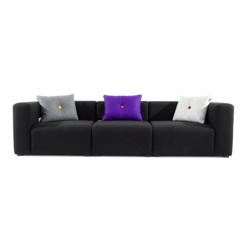 HAY - Mags 3-Sitzer Sofa 268,5x95,5x67cm - schwarz/Stoff Divina 191/Füße Kiefernholz schwarz gebeizt/mit Filzgleiter/Naht schwarz von HAY