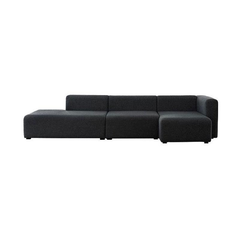 HAY - Mags 3-Sitzer Sofa 304x127,5cm - schwarz/Stoff Divina 191/Füße Kiefernholz schwarz gebeizt/BxHxT 304x67x127,5cm von HAY