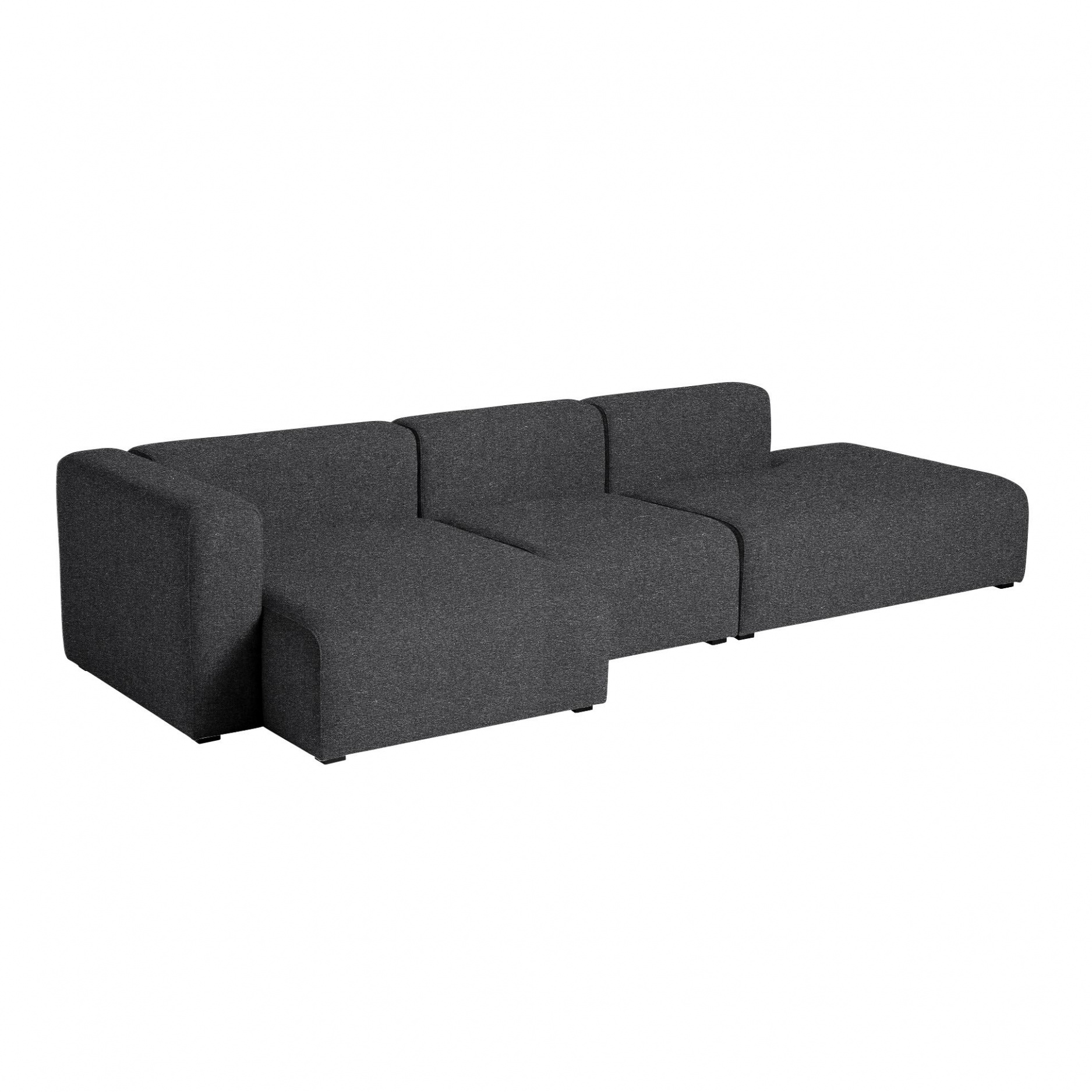 HAY - Mags 3-Sitzer Sofa links 321x127,5x67cm - schwarz/Stoff Divina 191/Füße Kiefernholz schwarz gebeizt/mit Filzgleitern von HAY