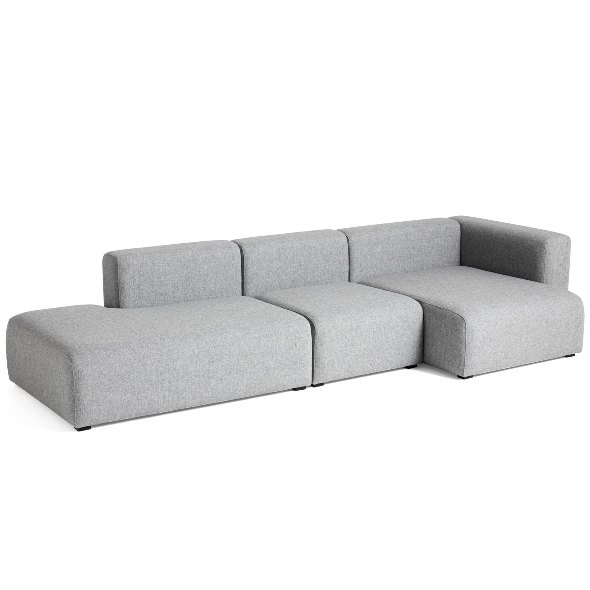 HAY - Mags 3-Sitzer Sofa rechts 321x127,5x67cm - hellgrau/Kvadrat Hallingdal 130 (70% Schurwolle, 30% Viskose)/Füße Kiefernholz schwarz gebeizt/mit Fi von HAY