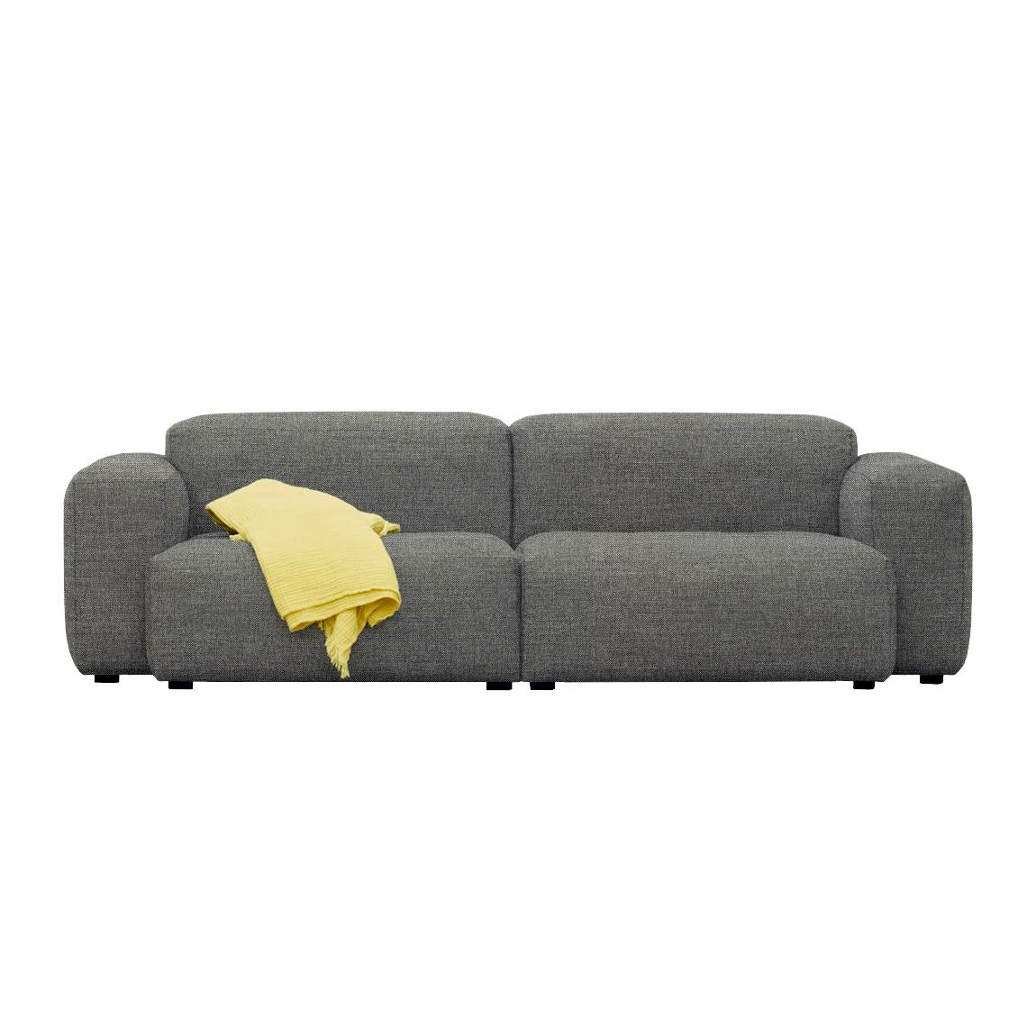 HAY - Mags Soft 2,5-Sitzer Sofa Armlehne niedrig - dunkelgrau/Stoff Linara 196/Füße Kiefernholz schwarz gebeizt/mit Filzgleitern von HAY