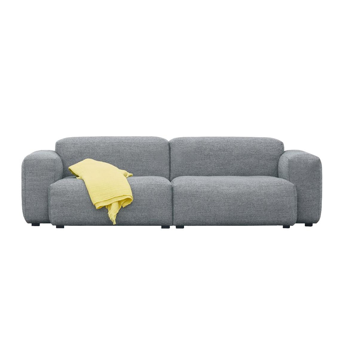 HAY - Mags Soft 2,5-Sitzer Sofa Armlehne niedrig - grau/schwaze Nähte/Stoff Hallingdal 166/Füße Kiefernholz schwarz gebeizt/mit Filzgleitern von HAY