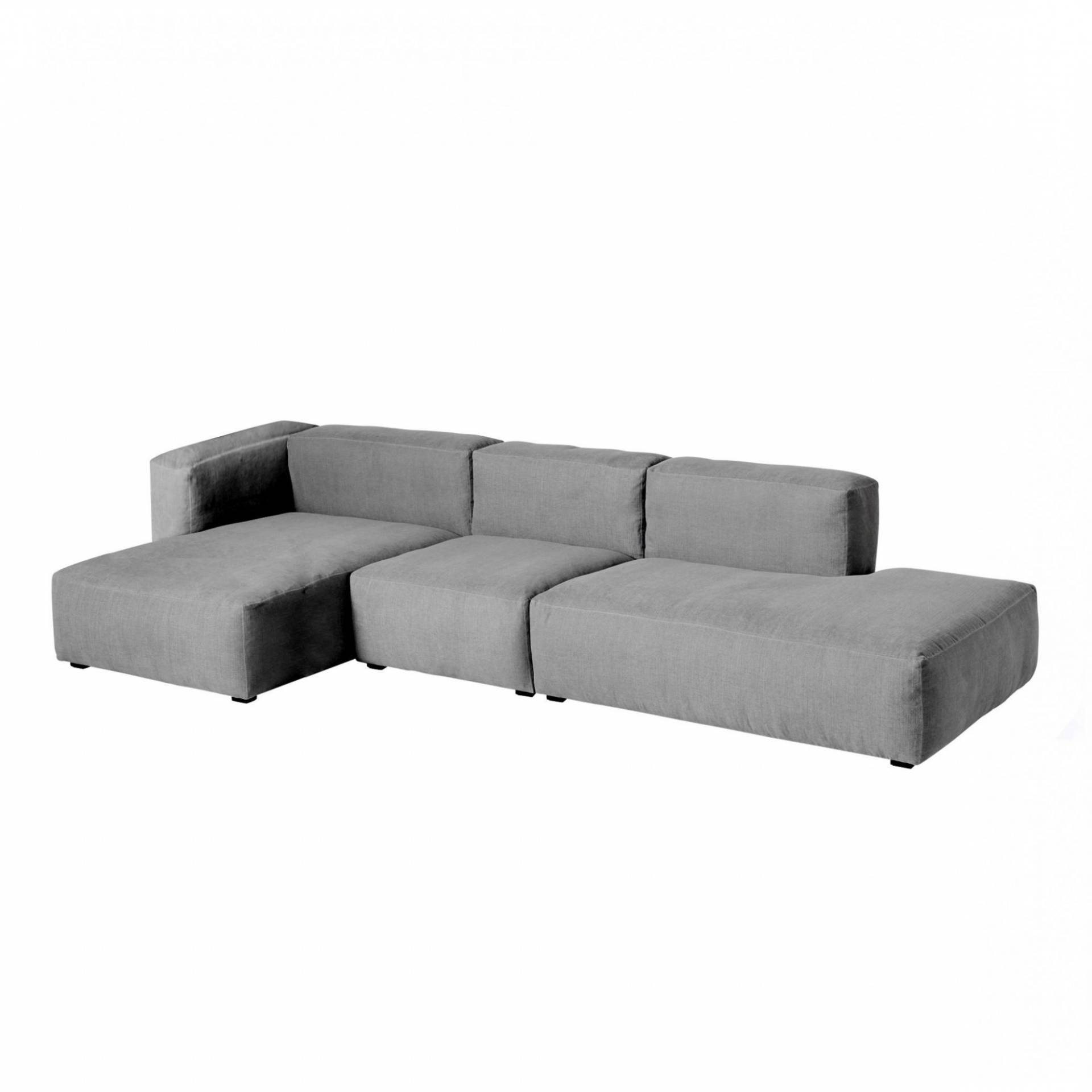 HAY - Mags Soft 3-Sitzer Sofa Links 334x153x67cm - dunkelgrau/Naht schwarz/Stoff Divina Melange 170/Füße Kiefernholz schwarz gebeizt/mit Filzgleitern von HAY