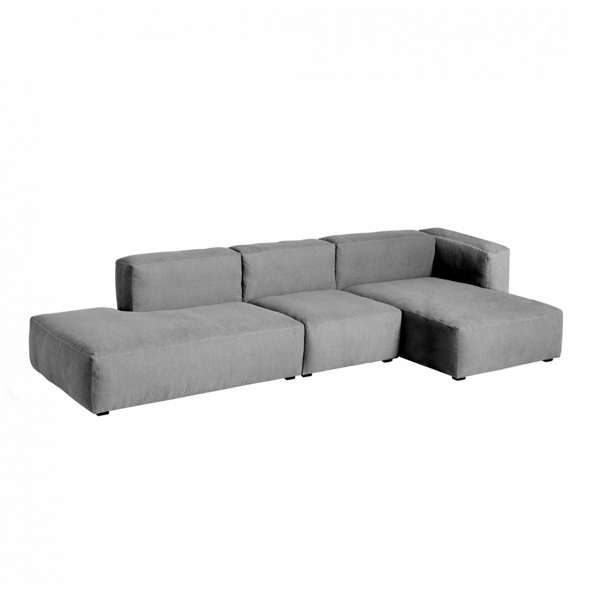 HAY - Mags Soft 3-Sitzer Sofa rechts 334x153x67cm - dunkelgrau/Naht schwarz/Stoff Divina Melange 170/Füße Kiefernholz schwarz gebeizt/mit Filzgleitern von HAY