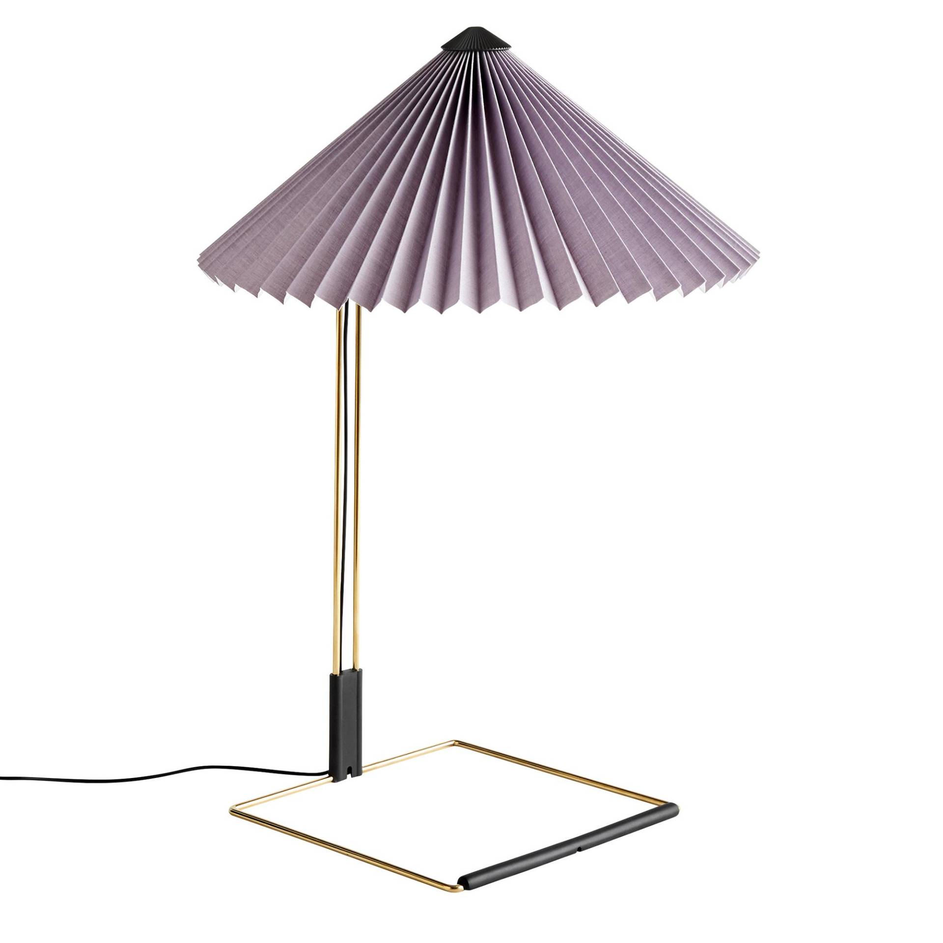 HAY - Matin LED Tischleuchte L - lavendel Pantone 7445 C/Baumwolle/PVC/Schirm Ø38cm/H 52cm/Fuß 21,5x21,5cm/Messing poliert/Touch-Schalter-Dimmer/LED 5 von HAY