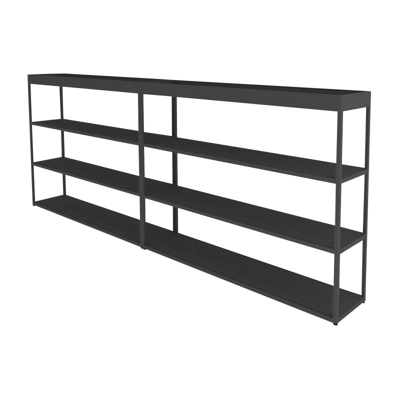 HAY - New Order Sideboard mit Tray 300x115cm - charcoal dunkelgrau/lackiert/mit 2 Top Trays von HAY