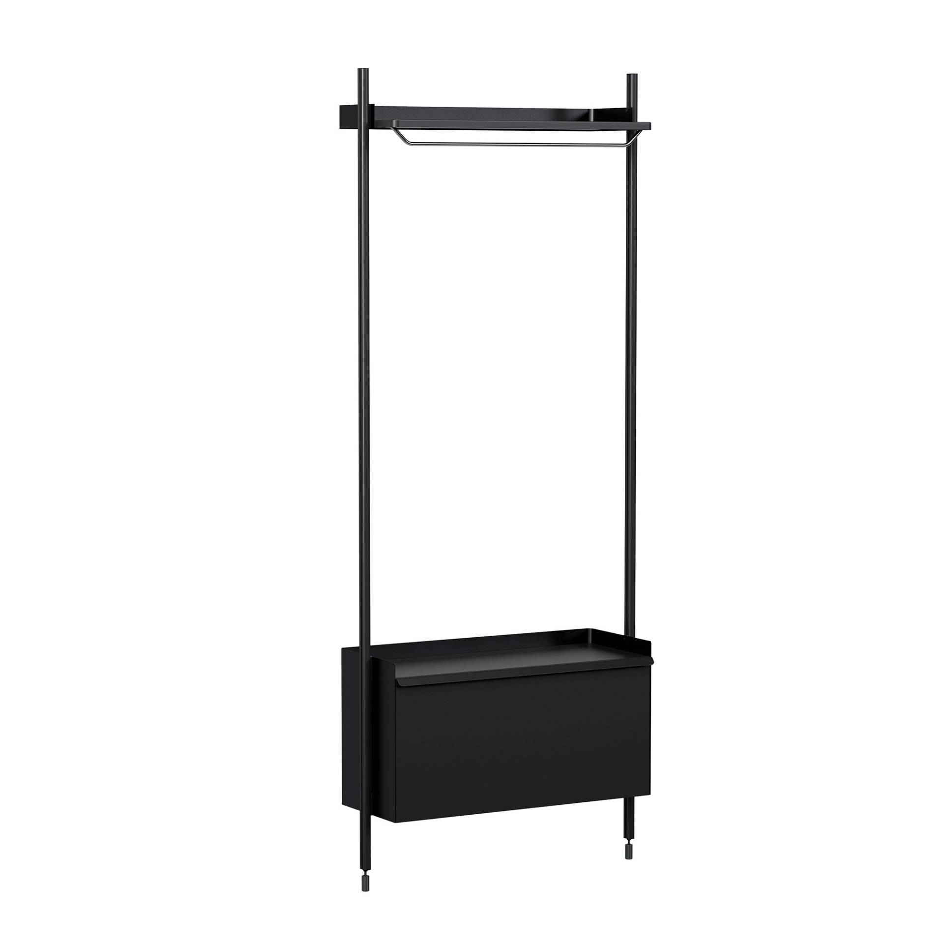 HAY - Pier System 1001 Garderobe - schwarz, aluminium/pulverbeschichtet, anodisiert/BxHxT 82x209x34cm/Tür mit Magnetverschluss von HAY