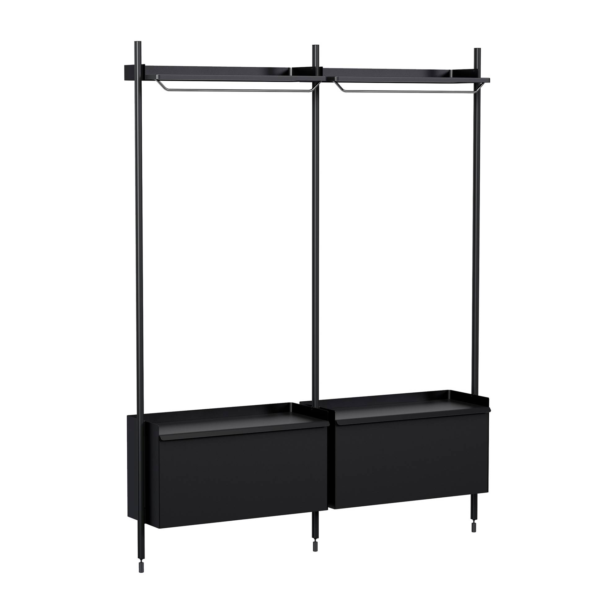 HAY - Pier System 1002 Garderobe - schwarz, schwarz/pulverbeschichtet, anodisiert/BxHxT 162x209x34cm/Tür mit Magnetverschluss von HAY