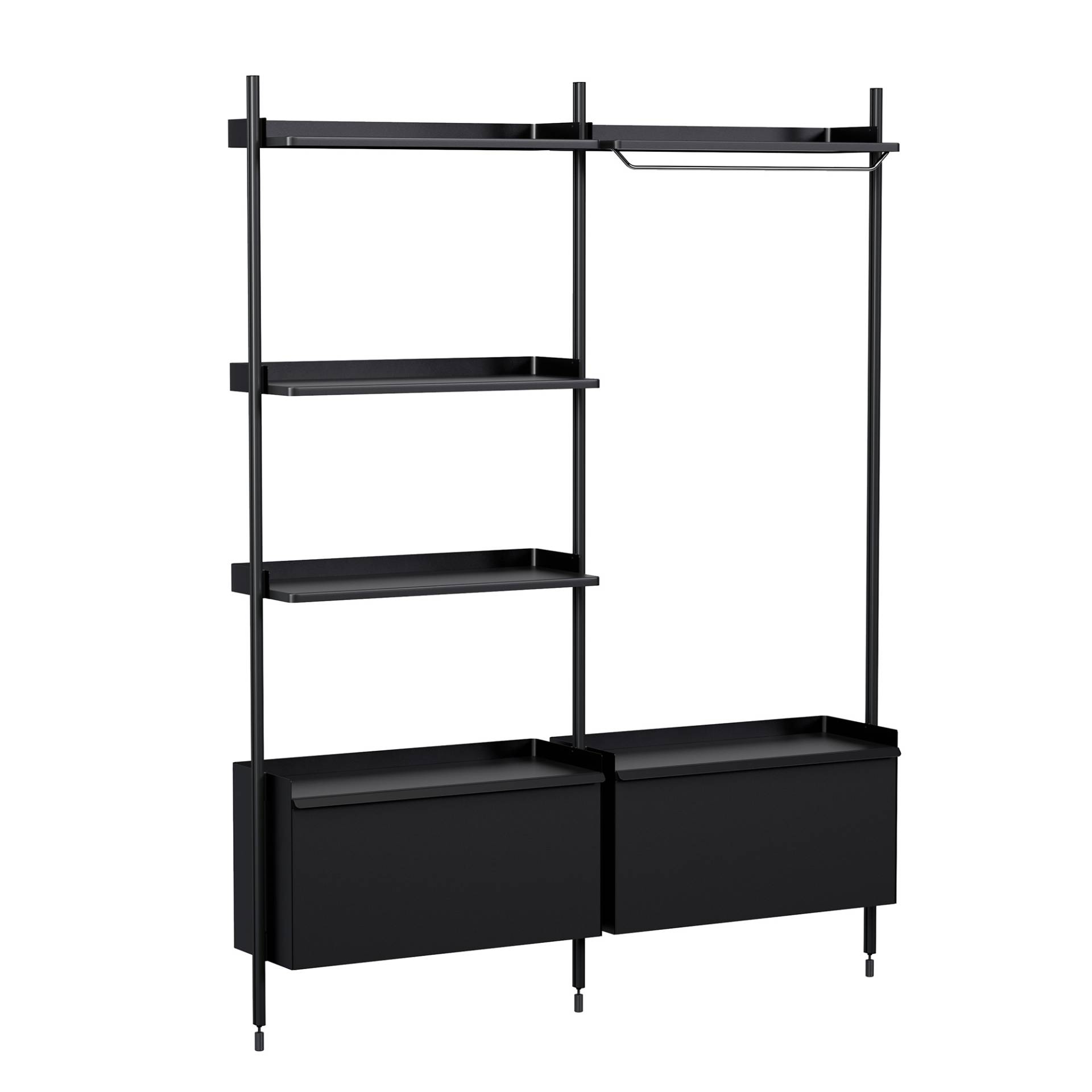 HAY - Pier System 1082 Garderobe - schwarz/pulverbeschichtet, anodisiert/BxHxT 162x209x34cm/Tür mit Magnetverschluss von HAY