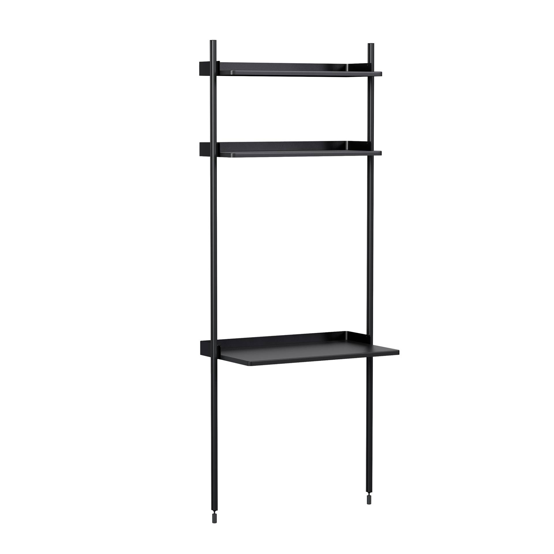 HAY - Pier System 11 Regal mit Schreibtisch - schwarz/pulverbeschichtet, anodisiert/BxHxT 82x209x46cm von HAY