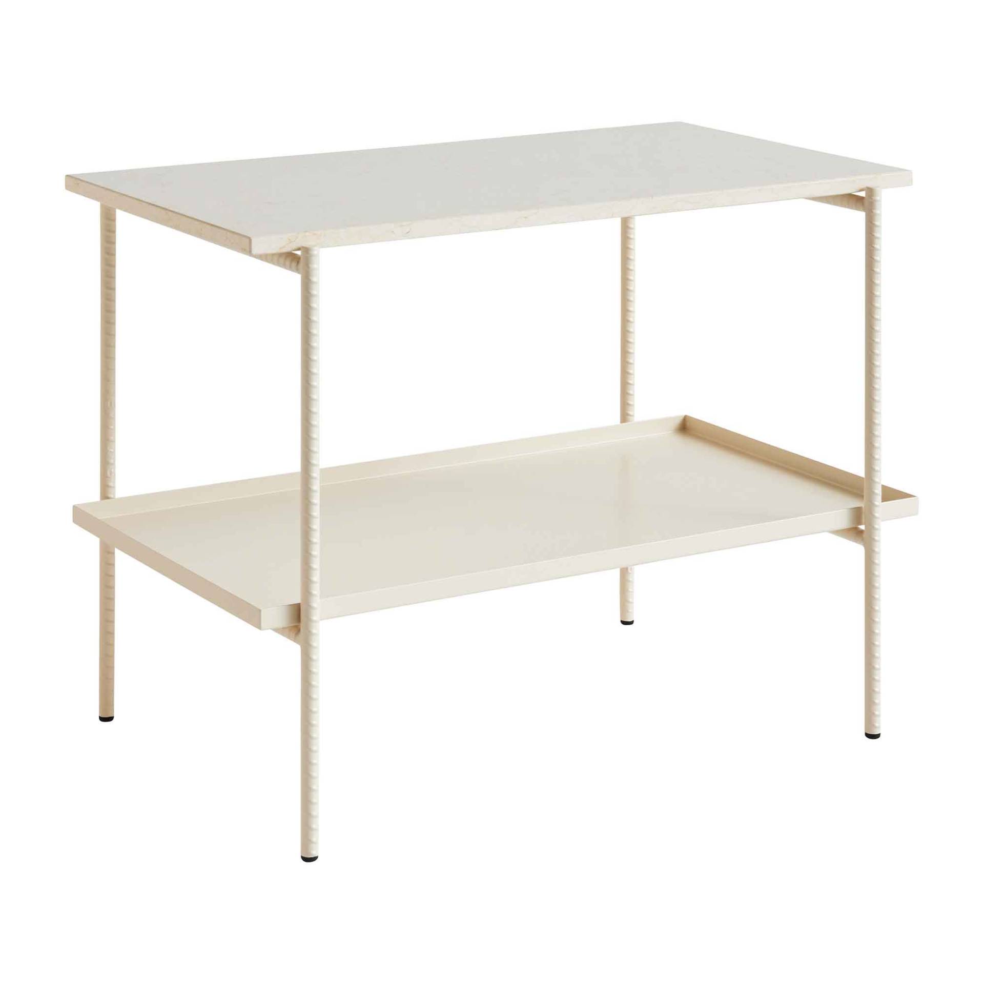 HAY - Rebar Beistelltisch 75x44cm - beige/Tischplatte Marmor/Gestell Stahl alabaster pulverbeschichtet/LxBxH 75x44x55cm von HAY