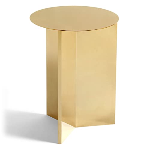 Hay Slit Table Round High Beistelltisch, Stahl, Brass, 35cm von HAY