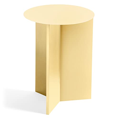 Hay Slit Table Round High Beistelltisch, Stahl, Light Yellow, 35cm von HAY