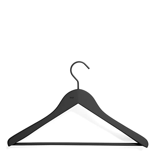 HAY Soft Coat Hanger Kleiderbügel 4er Set, Holz, Schwarz, 44 x 27 cm von HAY