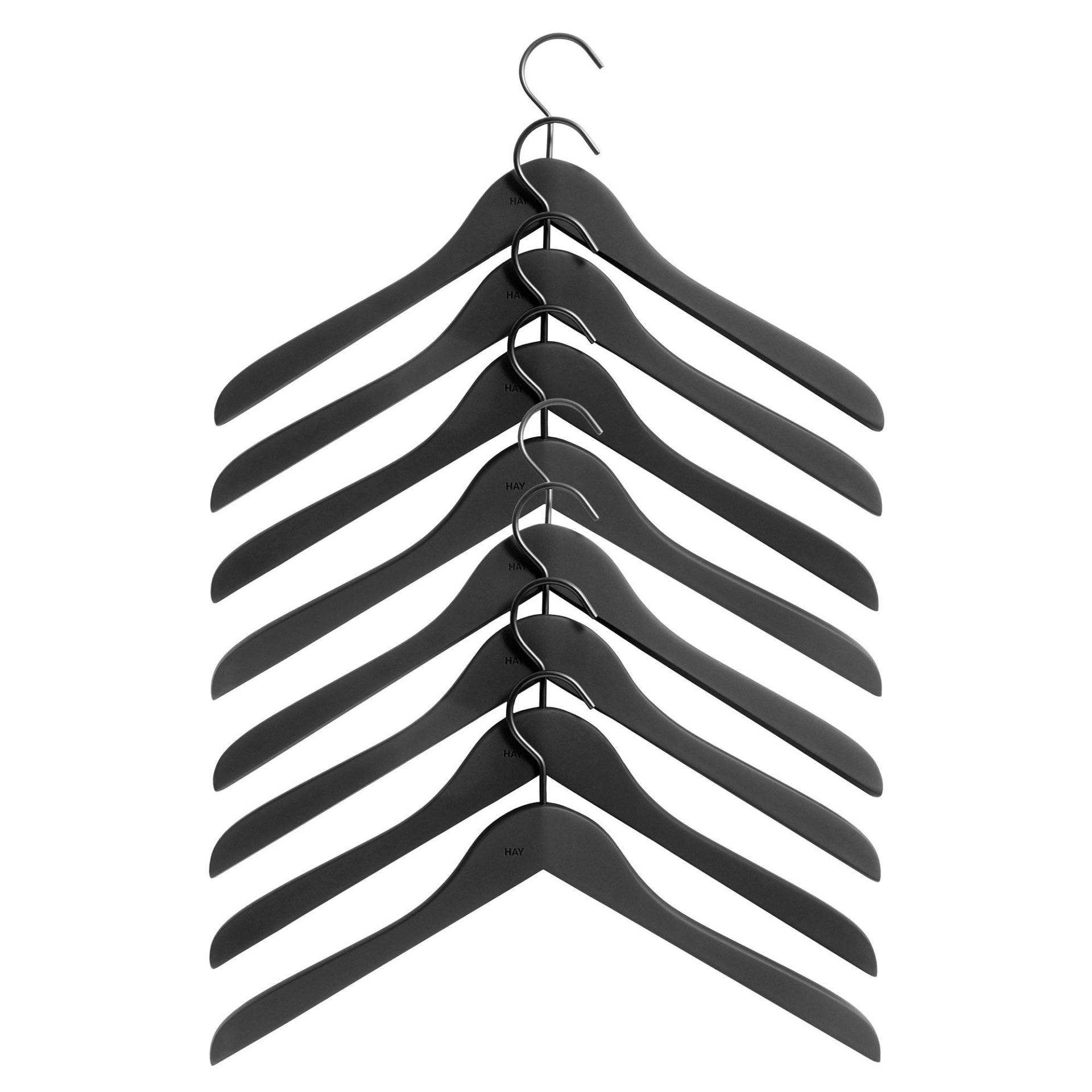 HAY - Soft Coat Slim Kleiderbügel Set 8-teilig - schwarz/BxHxT 44x27x1cm von HAY