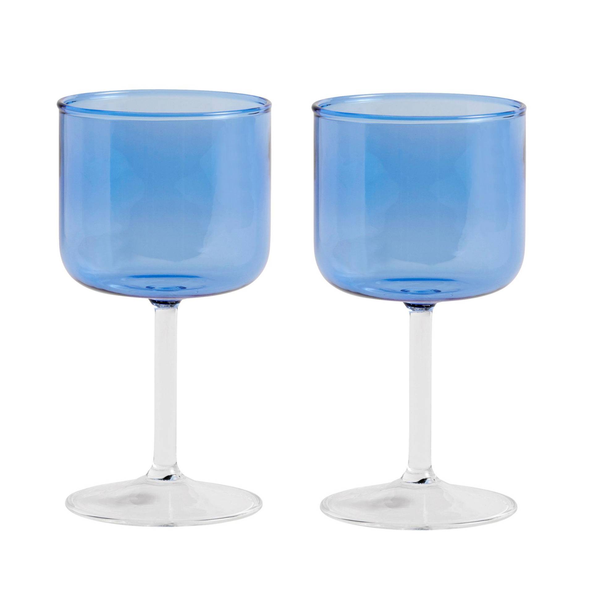 HAY - Tint Weinglas 2er Set - blau, transparent/H 15cm / Ø 7,5cm von HAY