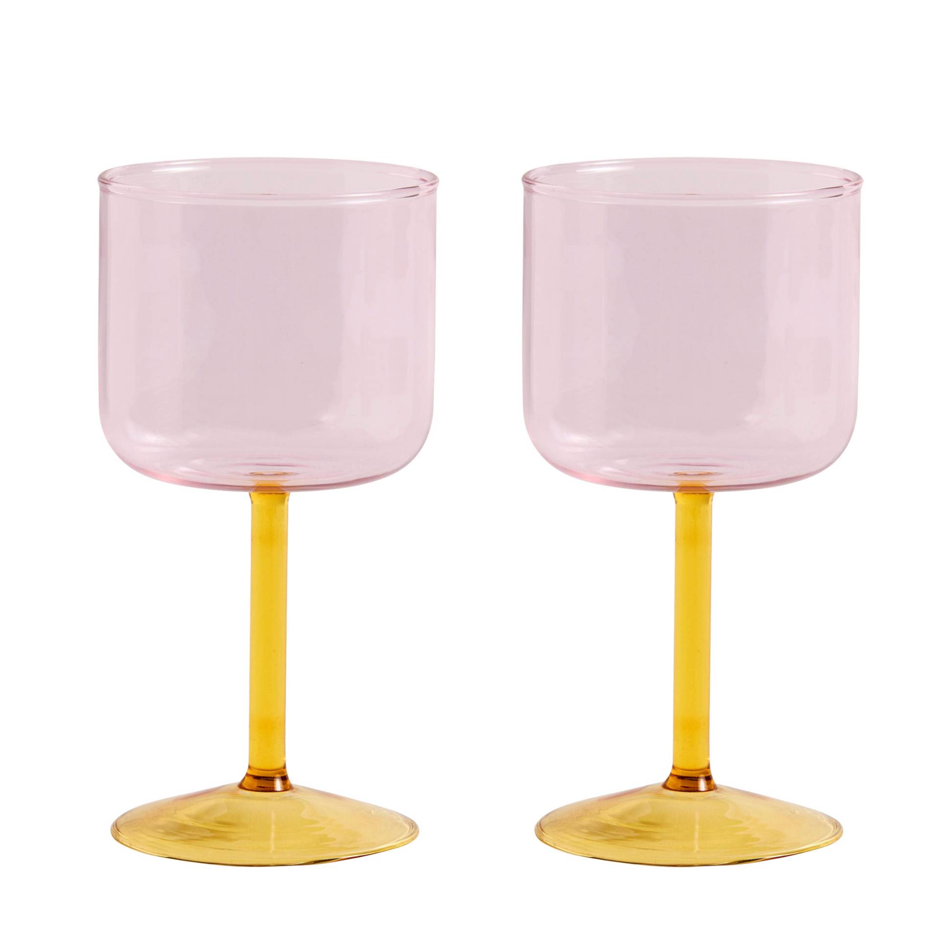 HAY - Tint Weinglas 2er Set - pink, gelb/H 15cm / Ø 7,5cm von HAY