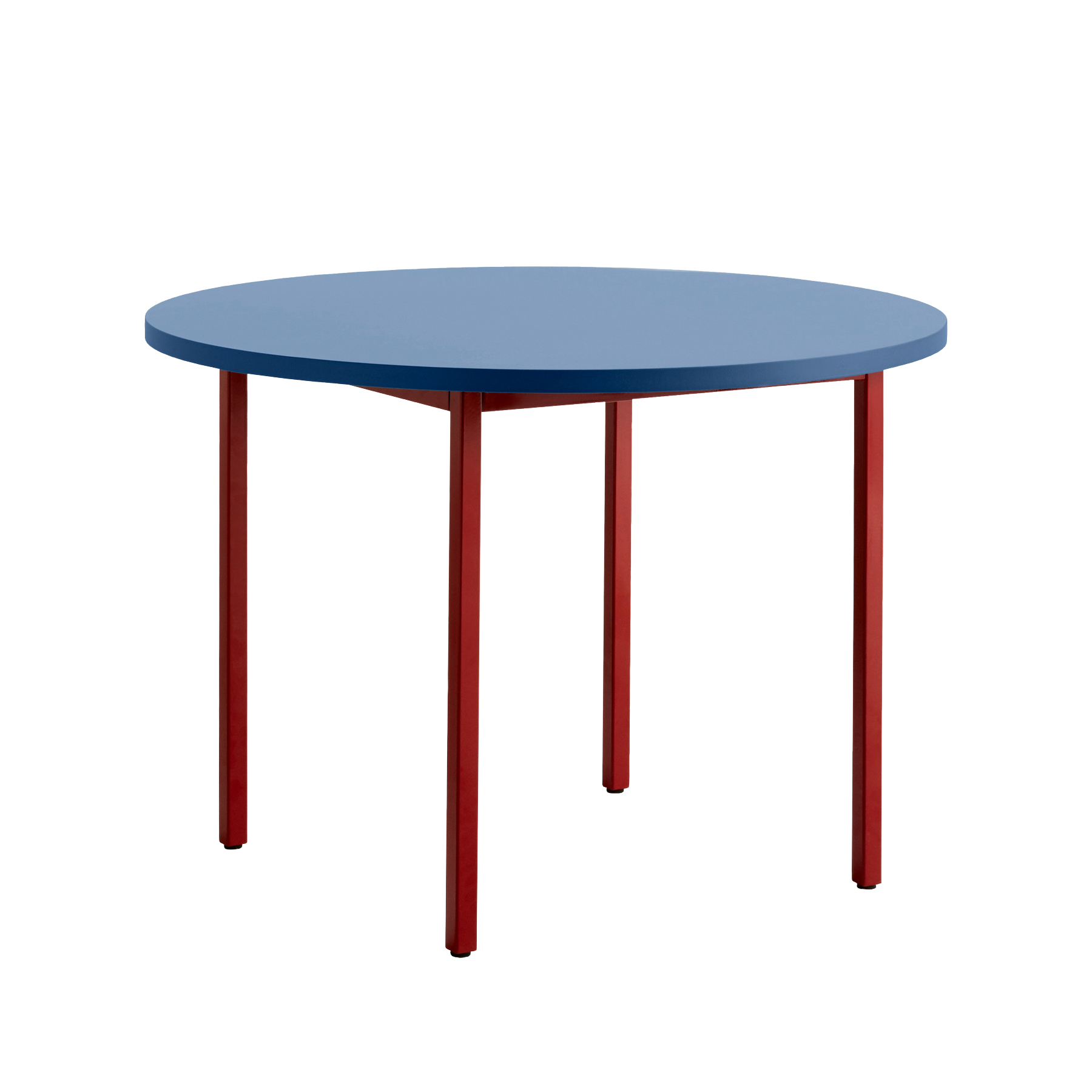 HAY - Two-Colour Esstisch Gestell Kastanienrot Ø105cm - blau, kastanienrot/Tischplatte Valchromat wasserbasiert lackiert/Gestell Stahl pulverbeschicht von HAY