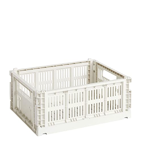 Hay Colour Crate Transportbox M aus recyceltem Polypropylen in der Farbe Weiß, Maße: 34,5cm x 26,5cm x 14cm, 541460 von HAY