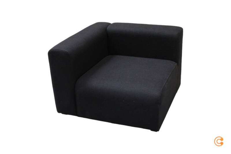 Hay Mags Sofa Narrow Module 1062 Schwarz Left Armrest Divina 191 Stoff B-Ware von HAY