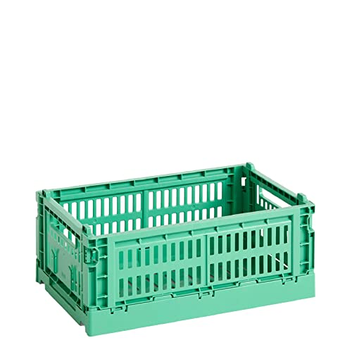 Hay Transportbox Colour Crate S aus recyceltem Polypropylen in der Farbe Dark mint von HAY