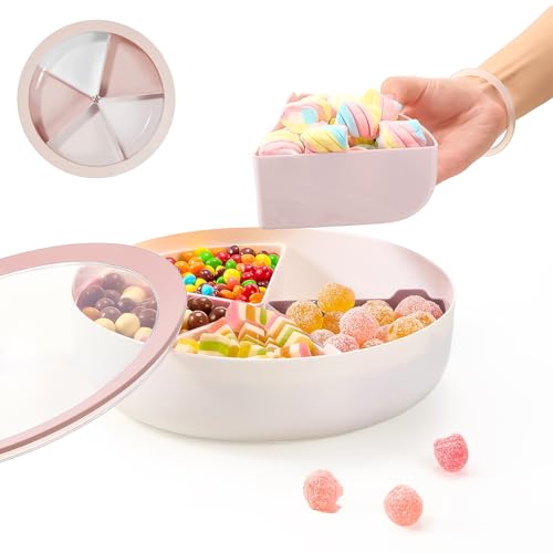 HAYAN Snack Schalen Dish süßigkeiten box mit Deckel 28,6 × 8 cm (Pink) von HAYAN