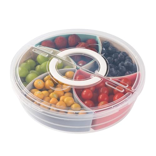 Snack Aufbewahrungsbox Süßigkeiten Box mit Deckel & Griff, Nussbonbons Trockenfrüchte Lebensmittel Tablett Getrocknete Obst Platte Fächer, Obstbox Trockenobstbehälter Geteilte Serviertabletts Teller von HAYAN