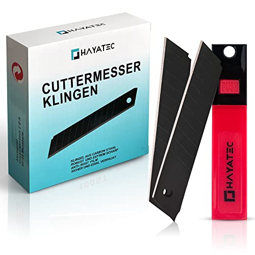 HAYATEC 100x Cuttermesser Klingen 18mm Schwarz Teppichmesser Klingen Cuttermesser Ersatzklingen Cuttermesser Abbrechklingen 18mm Cuttermesser Klingen 18mm von HAYATEC