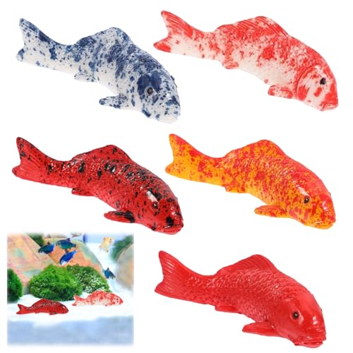 HAYGEM 5 Stück Aquarium Künstliche Goldfisch Modell Dekorationen, Kunstharz Fisch Deko, Simulierte Fischtank Deko Fische, als Aquarium Zubehör, Bonsai Dekoration, Kaffeetisch Ornament von HAYGEM