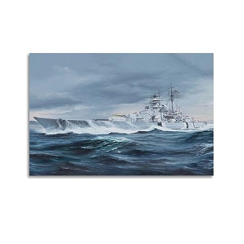 HAYKO Militär-Poster Wwii Deutsche Marine Bismarck Schlachtschiff Poster Dekorative Malerei Leinwand Wandposter und Kunstdruck Moderne Familie Schlafzimmer Dekor Poster 50 x 75 cm von HAYKO