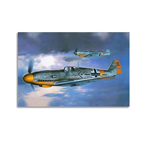 HAYKO Militär-Poster Wwii Deutschland Messerschmitt Bf-109 Kämpfer-Poster, dekoratives Gemälde, Leinwand-Wandposter und Kunstdruck, modernes Familienschlafzimmer-Dekor-Poster, 30 x 45 cm von HAYKO