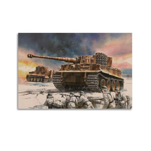 Militär-Poster 2. Weltkrieg Deutschland Tiger Schwerer Panzer Poster Dekorative Malerei Leinwand Wandposter und Kunstdruck Moderne Familie Schlafzimmer Dekor Poster 60 x 90 cm von HAYKO