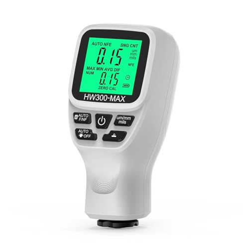 Autolack-Beschichtungstester HW300-MAX Auto-Schichtdickenmessgerät 0,1 Mikron/0-2000um Autolack-Filmdickenprüfgerät Messwerkzeug Beschichtungsmessgerät zur Messung der Lackdicke(White) von HAYUNCD
