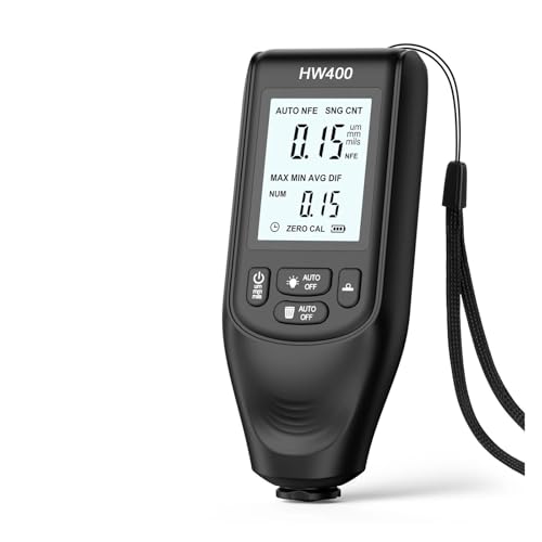 Autolack-Beschichtungstester HW400 Automobil-Dickenmessgerät Autolack-Tester Dickenmessgerät for Beschichtungen Ultrapräzise 0,1 Mikron/0-2000 zur Messung der Lackdicke(Black) von HAYUNCD