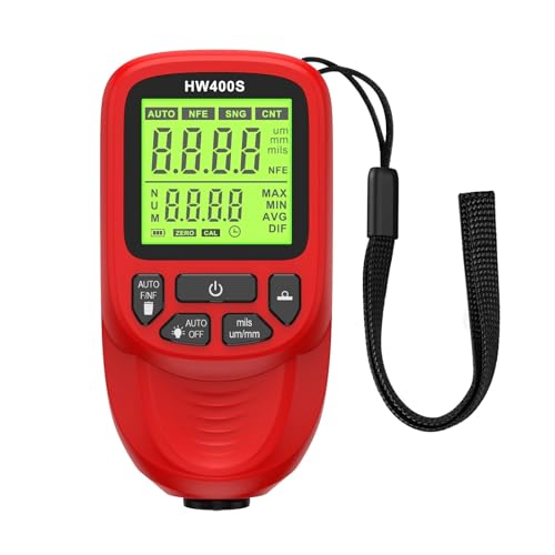 Autolack-Beschichtungstester HW400S 0-2000UM Auto-Schichtdickenmessrät Lackfilmdickenmessrät Lackmessmeter mit digitaler Hintergrundbeleuchtung zur Messung der Lackdicke(Red) von HAYUNCD