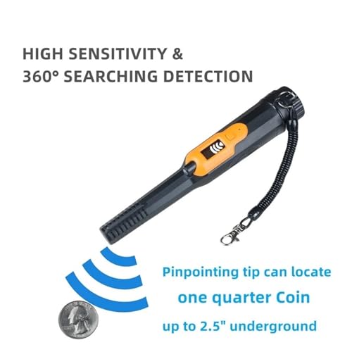 Faltbarer Metalldetektor, Wasserdichter Pinpointer-Metalldetektor mit Display, Unterwasser-Pinpointer, 3 Modi, tragbarer Pinpointer,für Erwachsene(Orange) von HAYUNCD