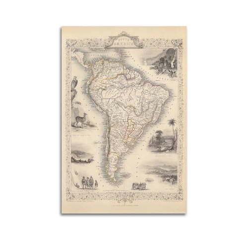 HAYZE Alte Karte von Südamerika 1851 Poster, dekorative Leinwand, Wand- und Kunstposter, 60 x 90 cm HAYZE Alte Karte von Südamerika 1851 Poster, dekorative Leinwand, Wand- und Kunstposter, 60 x 90 cm von HAYZE
