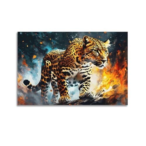 HAYZE Animal Artwork Poster Leopard Dekorative Leinwand Wand & Kunst Poster Malerei 40 x 60 cm von HAYZE