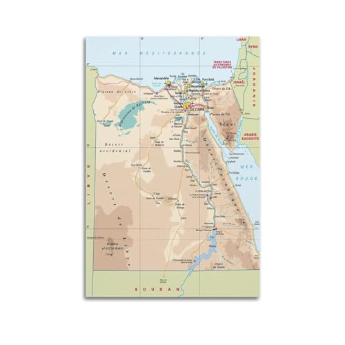 HAYZE Landkarte der Länder, Ägypten, Poster, dekorative Leinwand, Wand- und Kunstposter, Gemälde, 60 x 90 cm HAYZE Landkarte der Länder, Ägypten, Poster, dekorative Leinwand, Wand- und Kunstposter, Gemälde, 60 x 90 cm von HAYZE