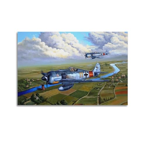 HAYZE Militärflugzeug-Poster Focke-Wulf 190 Kampfflugzeug, dekorative Leinwand, Wand- und Kunstposter, Malerei, 30 x 45 cm von HAYZE