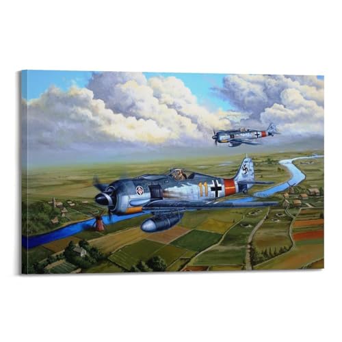 HAYZE Militärflugzeug-Poster Focke-Wulf 190 Kampfflugzeug, dekorative Leinwand, Wand- und Kunstposter, Malerei, 30 x 45 cm von HAYZE