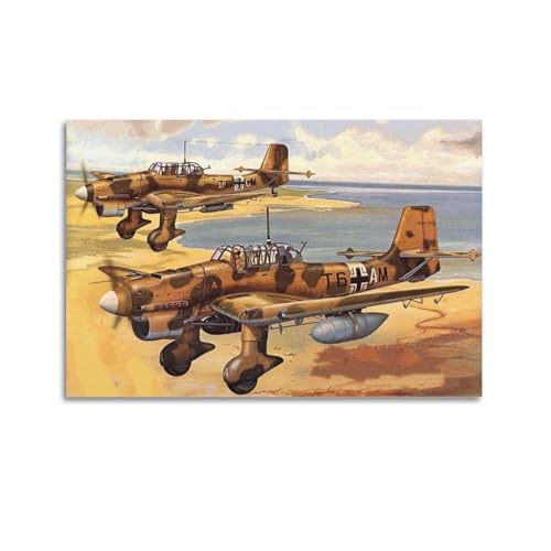 HAYZE Militärflugzeug-Poster Ju-87 Bomber dekorative Leinwand Wand & Kunst Poster Gemälde 30 x 45 cm von HAYZE