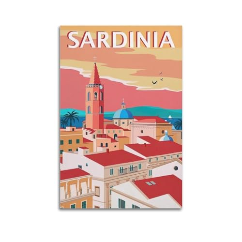 HAYZE Poster, Motiv: Stadtreise, Sardinien, Italien, dekoratives Leinwandbild, Wand- und Kunstposter, Gemälde, 30 x 45 cm von HAYZE