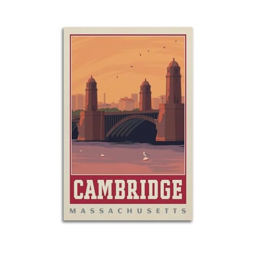 HAYZE Poster, Vintage-Stadt-Reise, Cambridge, Massachusetts, dekoratives Leinwandbild, Wand- und Kunstposter, Gemälde, 30 x 45 cm von HAYZE