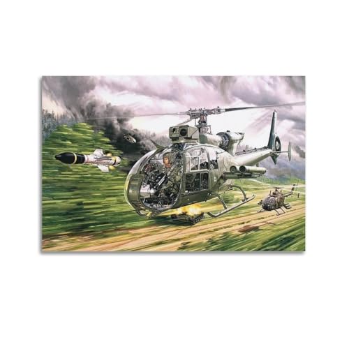 HAYZE Poster "Attack Helicopters" Französische Luft- und Raumfahrt Gazelle Hubschrauber Dekorative Leinwand Wand & Kunst Poster Gemälde 30 x 45 cm von HAYZE